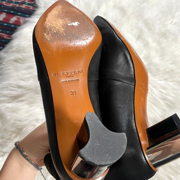 Robert Cleregie Black Leather Sock Ankle Pili Boots Booties Pointy Toe sz 38 - Picture 12 of 13